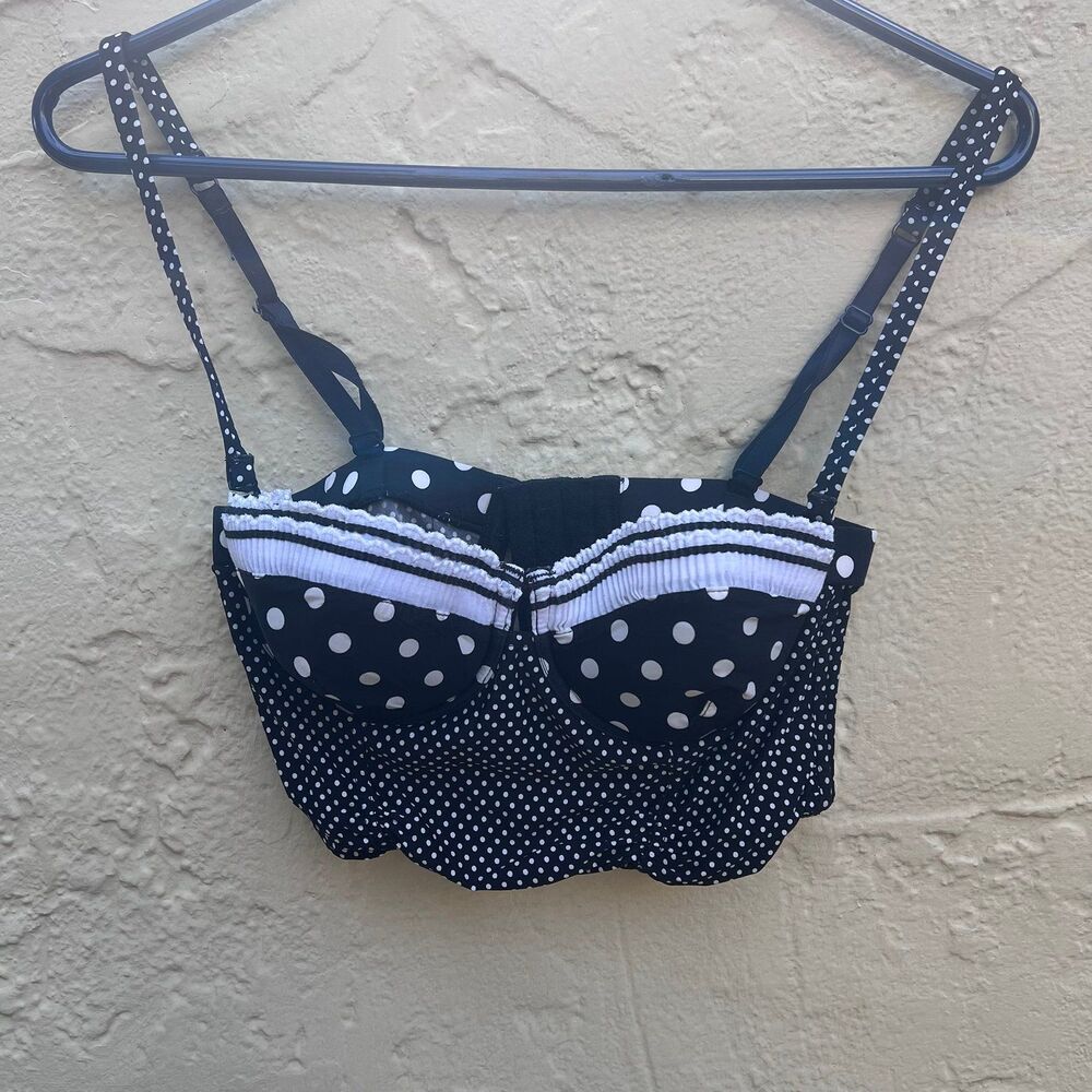 Longline bra Jezebel "Pin-Up Girl" Flirty Balconette Polka-Dotted Bustier 34C
